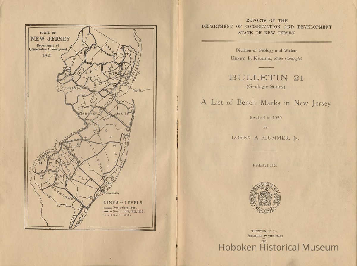 frontispiece map of state: Lines of Levels & pg [1] title
