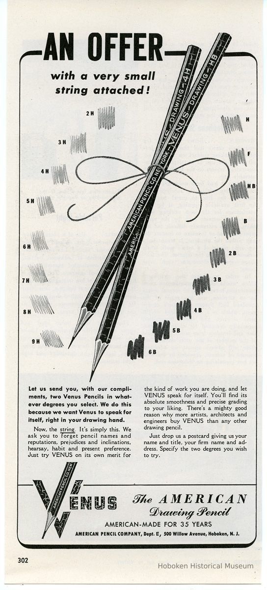 Venus pencil ad, American Pencil Co., 1942