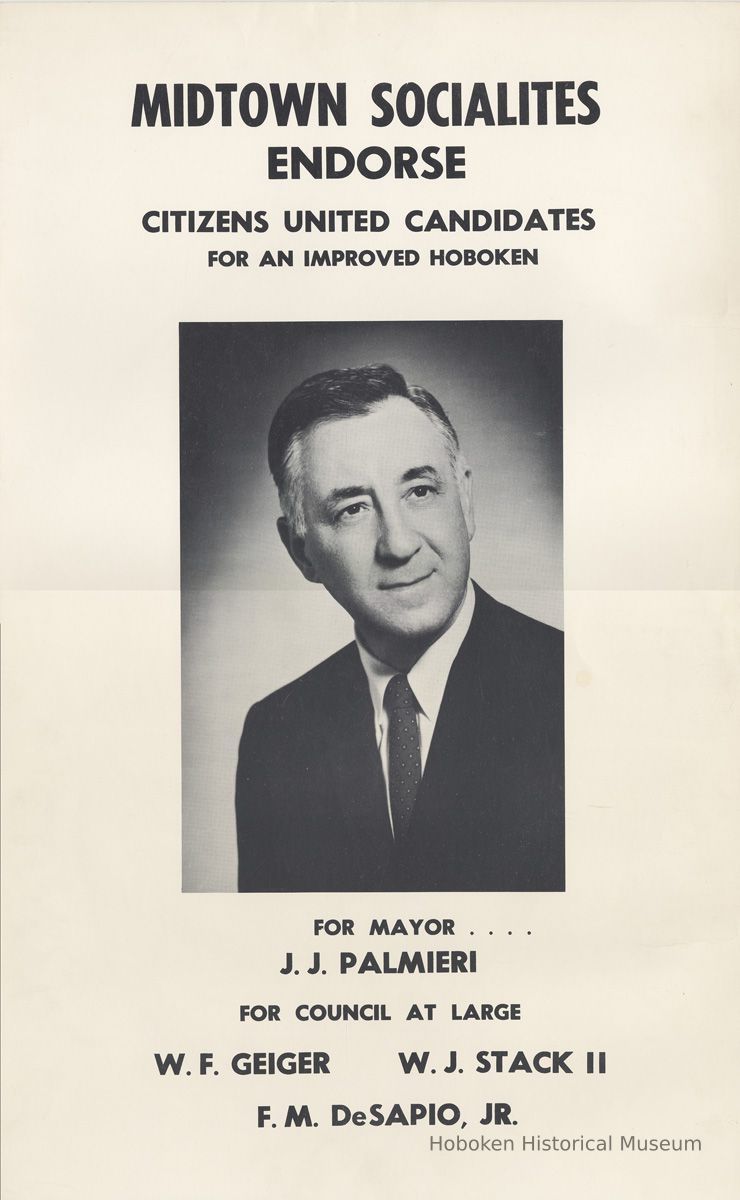 Brochure promoting Citizens United slate, Vol. 1, number 10, Hoboken, [1961], for mayor, John J. Palmieri, and 3 councilmen-at-large candidates. picture number 1