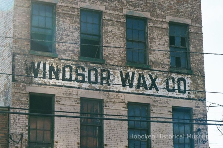 Color photo of painted sign on building for Windson Wax Company, Observer Highway at Jackson Street, Hoboken, Jan. 3 & 4, 2002. picture number 1