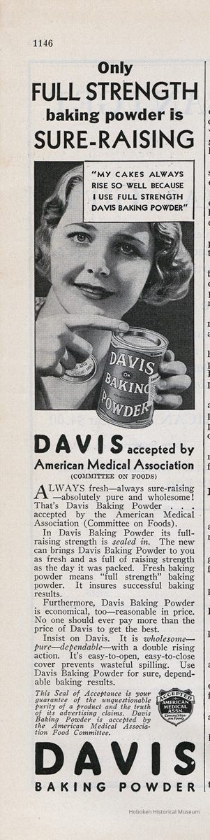 Davis Baking Powder ad in Hygeia, Dec. 1932