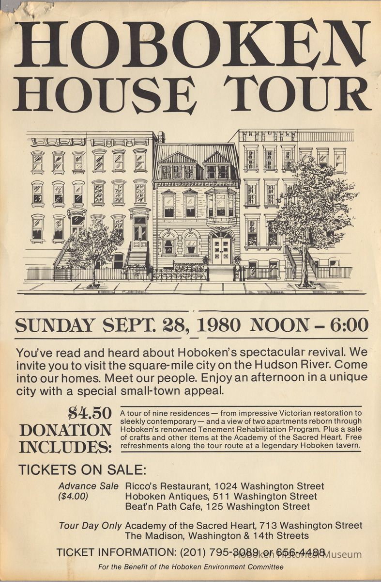 Poster for Hoboken House Tour, Sunday, September 28, 1980. picture number 1