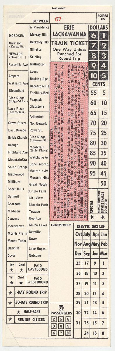 side 1: passenger train ticket / receipt