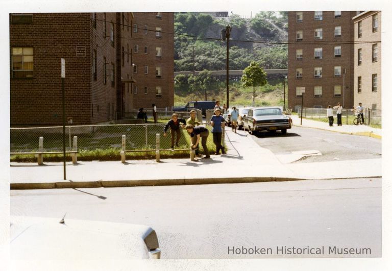 image, enhanced: 314 + 320 Harrison St. looking west to Jersey City Heights