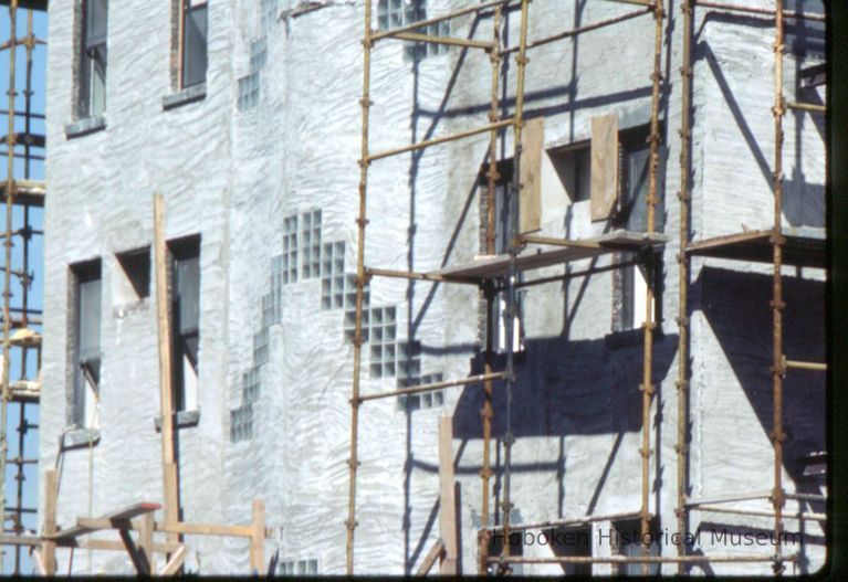 Color slide of building under renovation on or near Newark and Garden Sts., Hoboken, ca. 1984. picture number 1