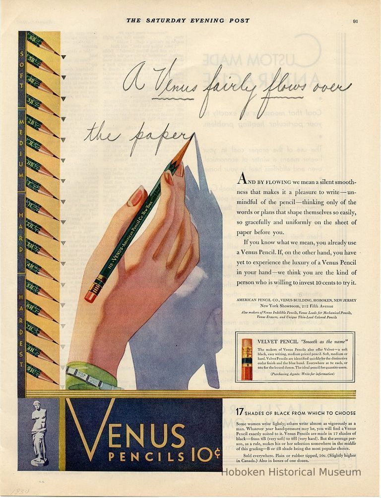 Venus Pencils; Saturday Evening Post, August 16, 1930