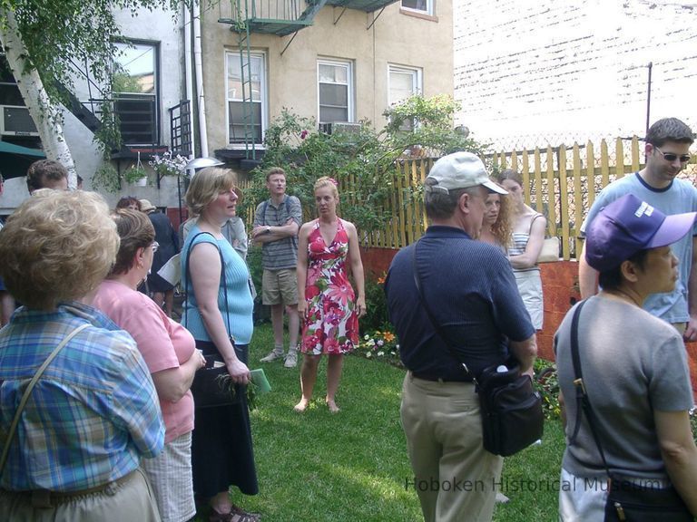 Digital color image of the gardens and people on the Secret Gardens Tour, Hoboken Historical Museum, Hoboken, June 9, 2002. picture number 1