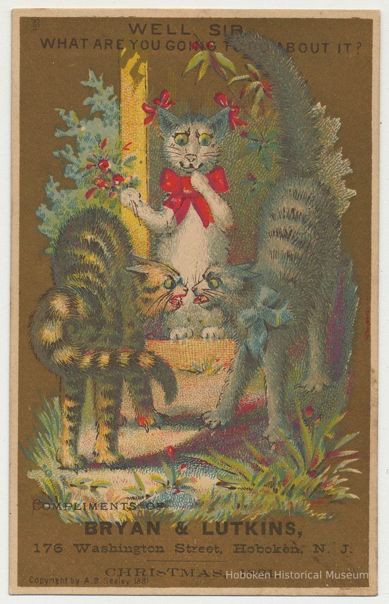 Trade card: Bryan & Lutkins, 176 Washington St.(old no.), Hoboken, N.J., Christmas 1881. picture number 1