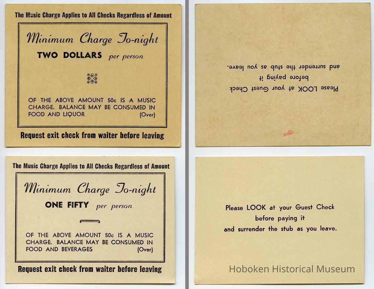 1: Mininum Charge To-Night; top, Two Dollars; bottom, One Fifty