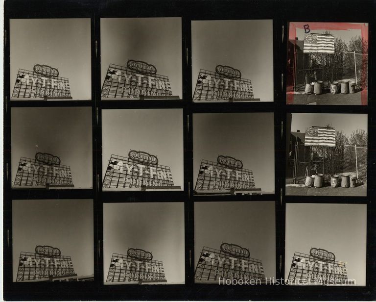 B+W negative contact sheet of images of Hoboken taken by John Conn. no date, [1976]. picture number 1