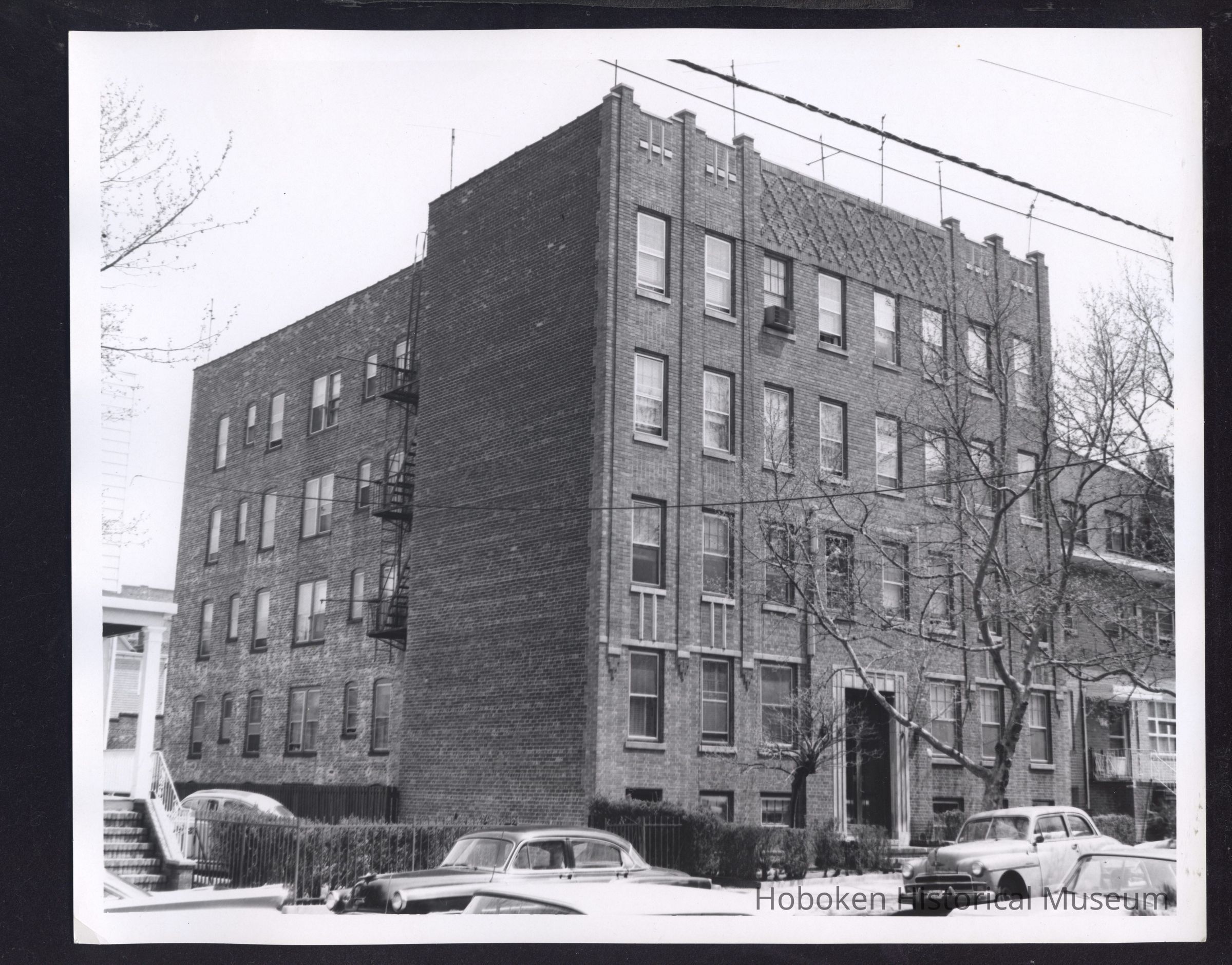 B&W photo of apartment building at 34 Lexington Avenue, Jersey City. picture number 1