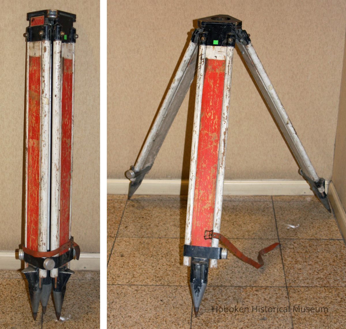 closed with leather strap; standing open in low position