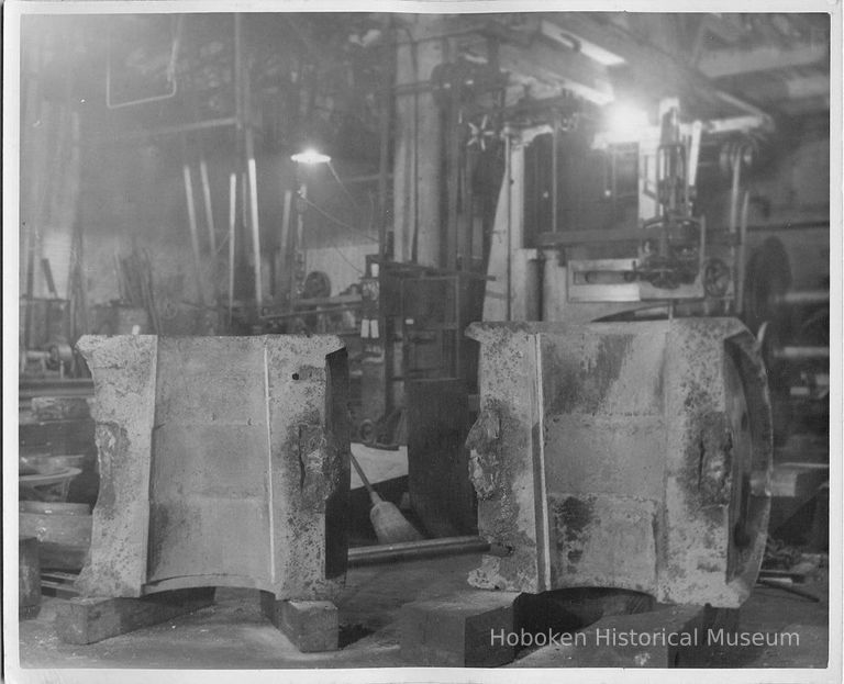 B+W photo of propeller hub halves showing interior, United Dry Dock, Hoboken, no date, ca. 1937. picture number 1