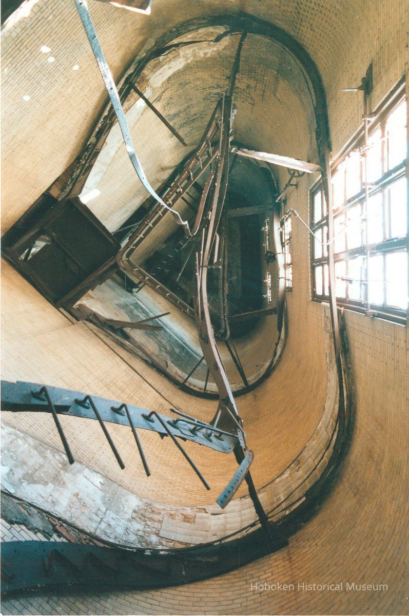 Digital image of color photo of the interior of the former Hudson & Manhattan Rail Road powerhouse, Jersey City, June, 2000. picture number 1
