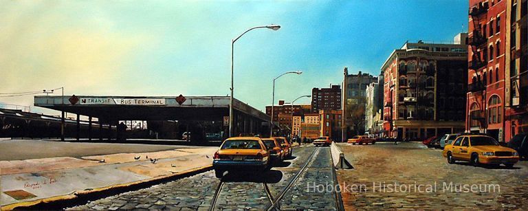 Painting by Elizardo De Jesus, 2005: Taxi Stand, Hudson Place picture number 1