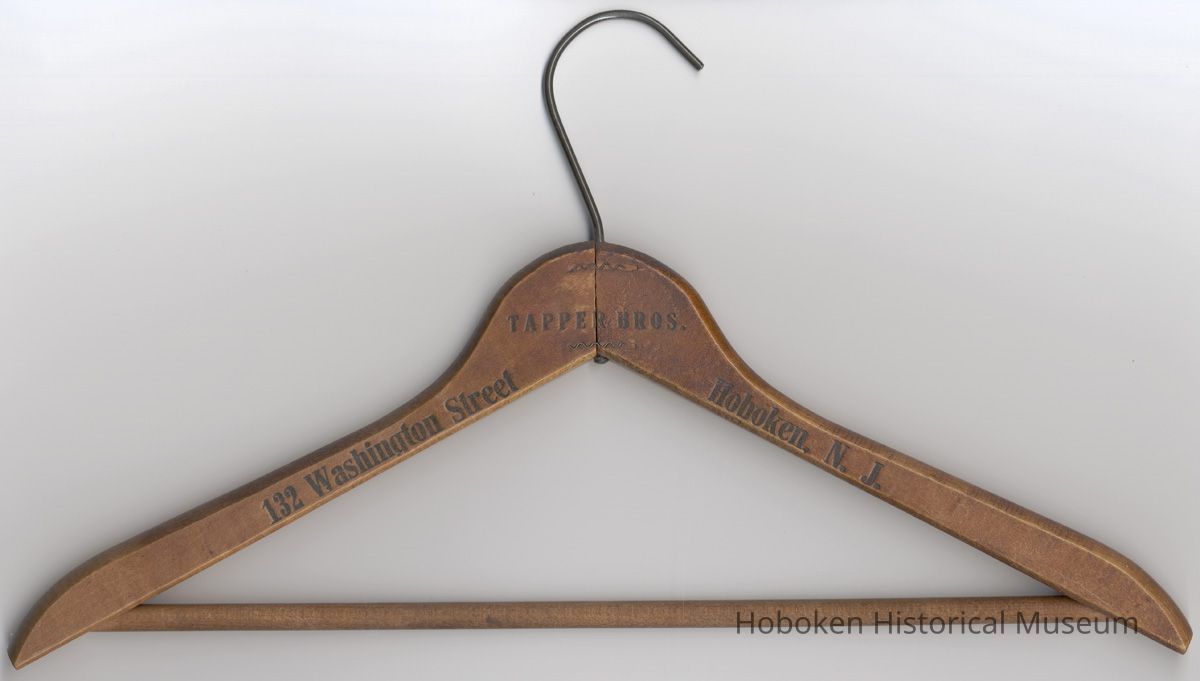 Wooden coat hanger stamped Tapper Bros.,132 Washington St., Hoboken, N.J., ca 1930's-1940's. picture number 1
