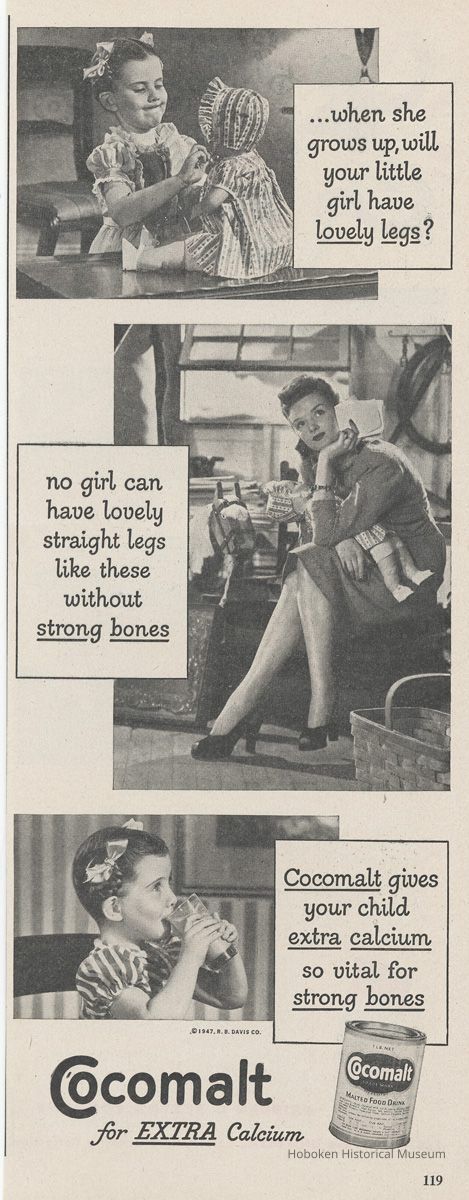 Cocomalt, legs ad, copyright 1947 (cropped to ad)