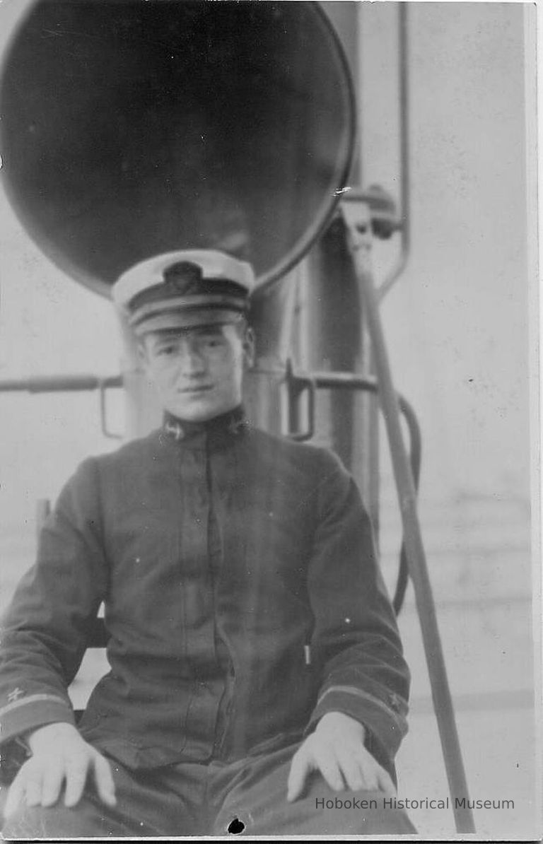 B+W photo portrait of a seated officer or cadet on an unidentified vessel, no place, no date, ca. 1935. picture number 1