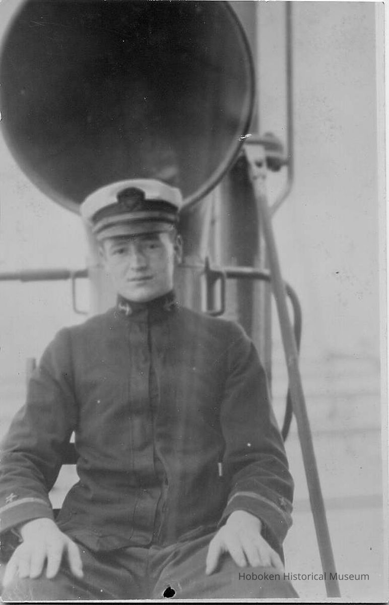 B+W photo portrait of a seated officer or cadet on an unidentified vessel, no place, no date, ca. 1935. picture number 1