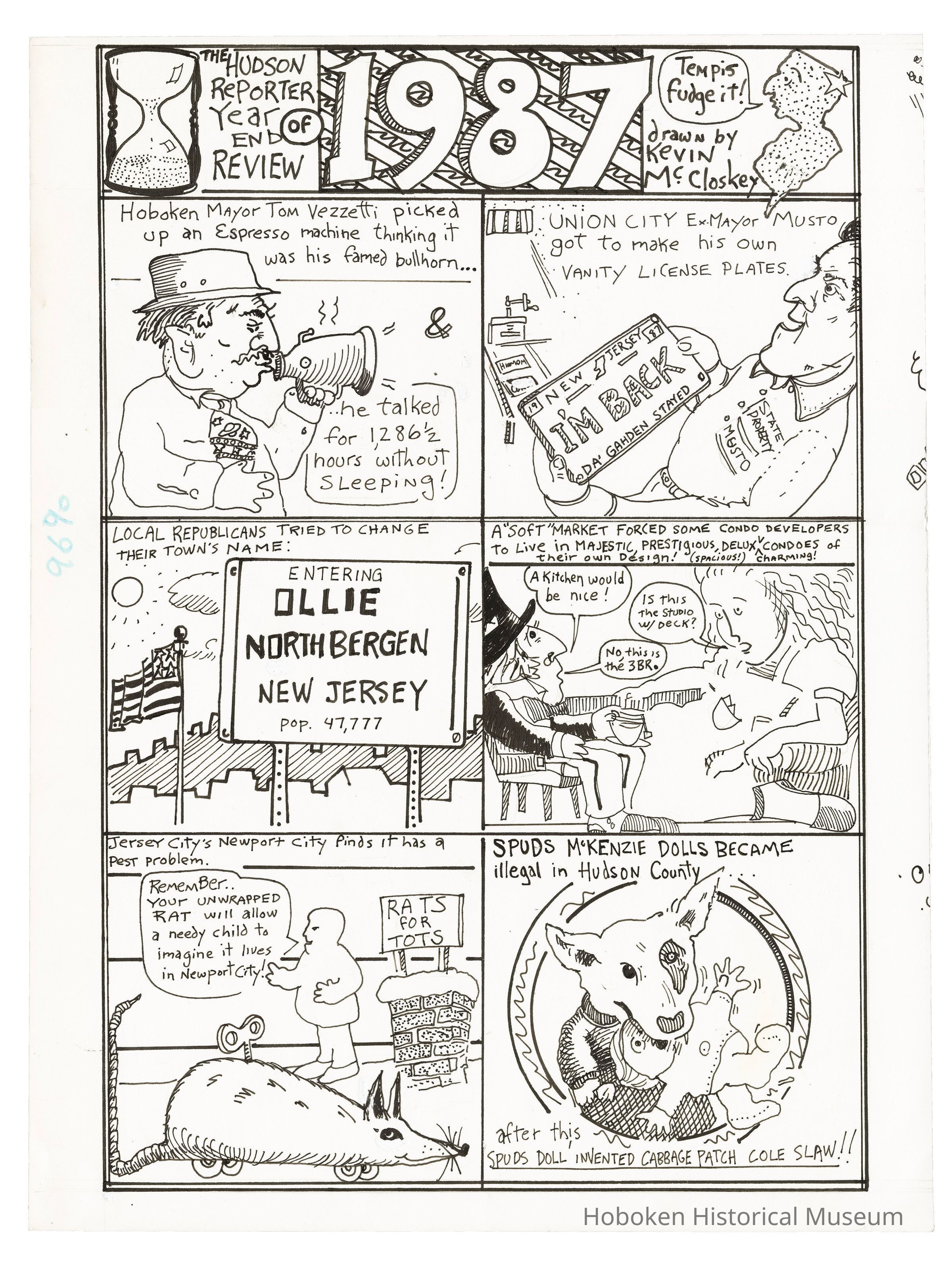 Comic Strip from the Hudson Reporter, 1987, by Kevin McCloskey, circa 1987 picture number 1