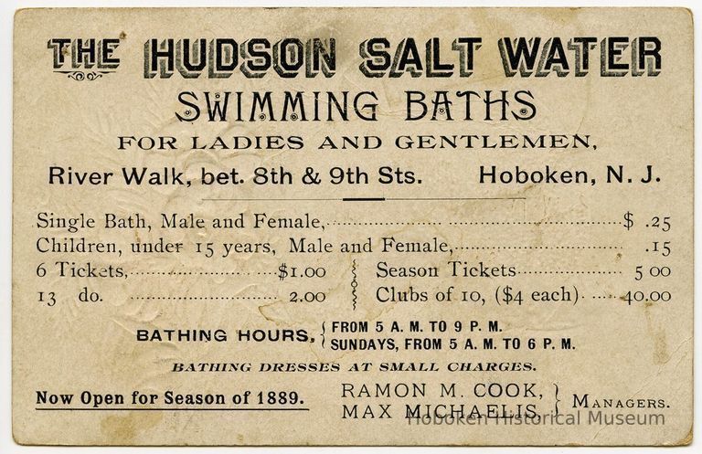 back, text: The Hudson Salt Water Swimming Baths