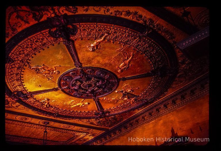 Color slide of close-up view of ornamental ceiling design in the Elysian Café at 1001 Washington picture number 1