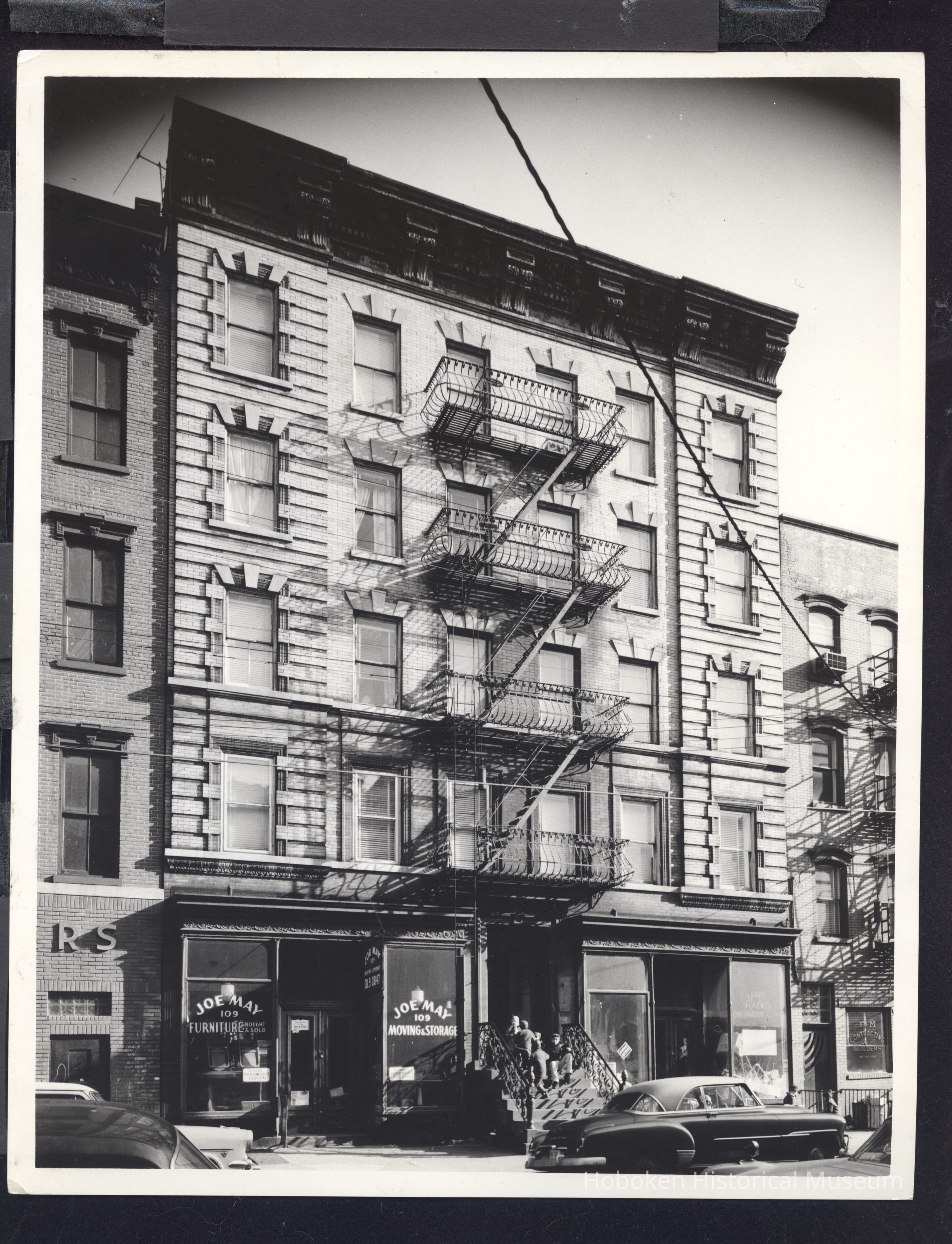B&W photo of mixed-use apartment buildings at 109-111 Willow Avenue, Hoboken. picture number 1