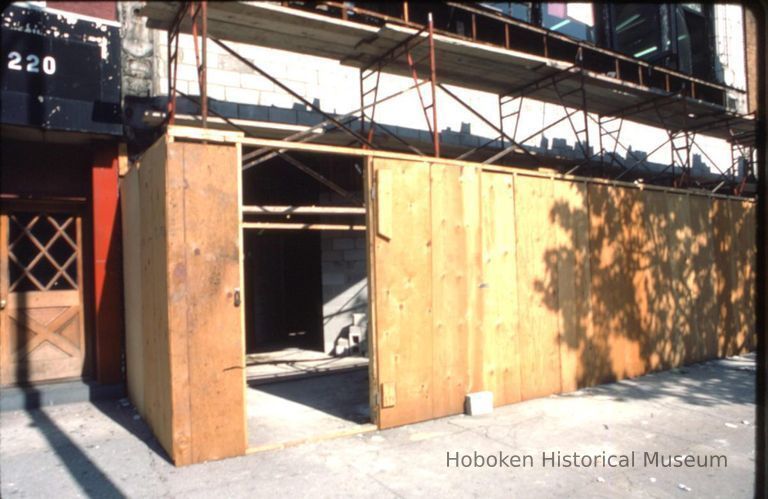 Color slide of the renovation underway at the former Geismar's men's store & building, 222 Washington St., Hoboken, June, 1984. picture number 1