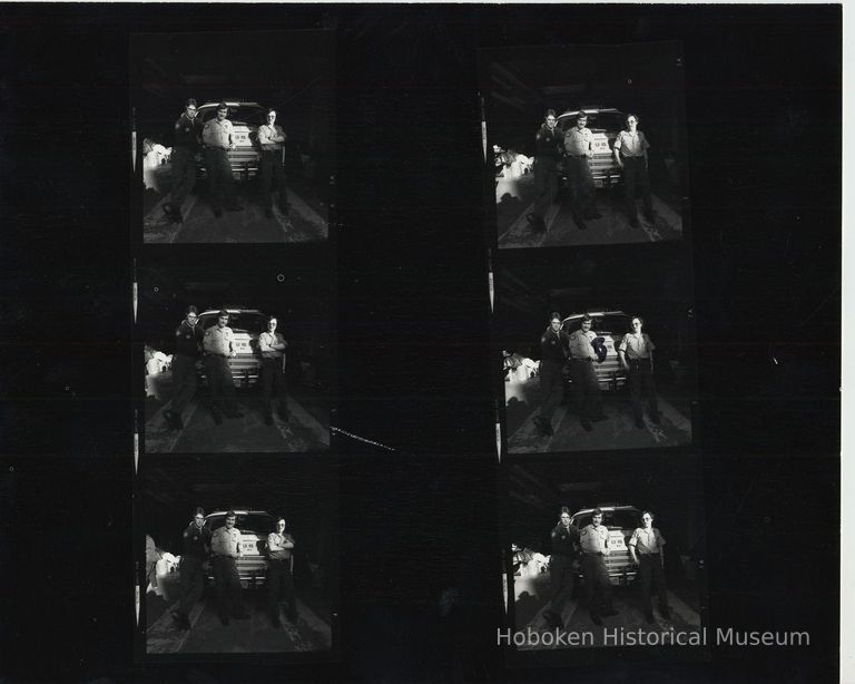 B+W negative contact sheet of images of Hoboken taken by John Conn. no date, [1976]. picture number 1