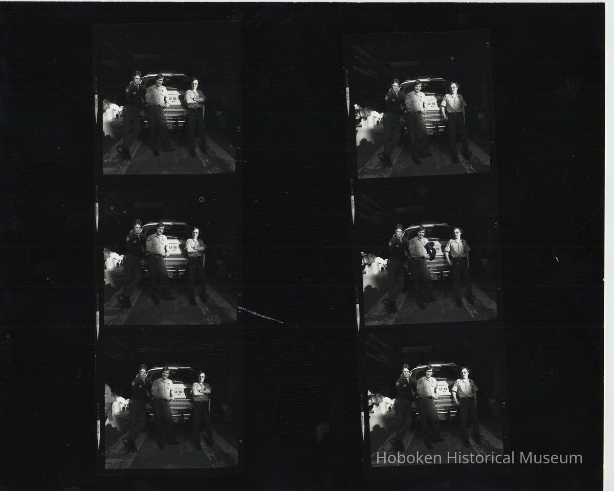 B+W negative contact sheet of images of Hoboken taken by John Conn. no date, [1976]. picture number 1