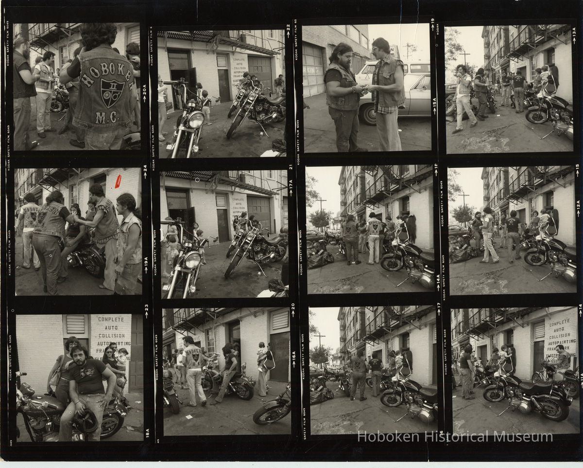 B+W negative contact sheet of images of Hoboken taken by John Conn. no date, [1976]. picture number 1