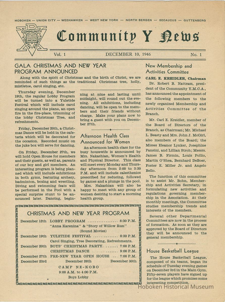 Vol 1, No. 1 [second series], Dec. 10, 1946, pg [1]