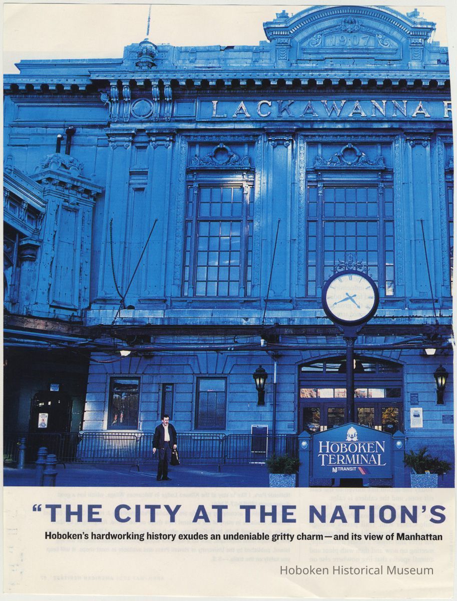 pg [58] photo Lackawanna (Hoboken) Terminal north entrance with clock/sign