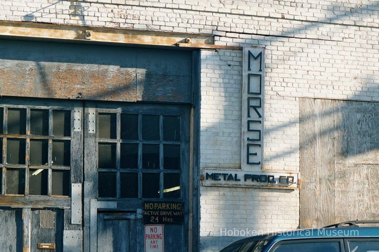 Color photo of wall sign for Morse Metal Products Co., 613 Adams Street, Hoboken, Jan. 3 & 4, 2002. picture number 1