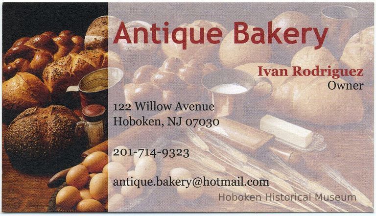 Business card: Antique Bakery, 122 Willow Avenue, Hoboken, NJ. No date (2007). picture number 1