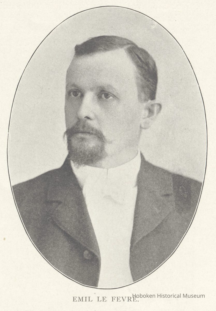 Printed B+W photograph of Emil Le Fevre, Black Diamond Express, 219 Bloomfield St., Hoboken, no date, ca. 1906-1908. picture number 1