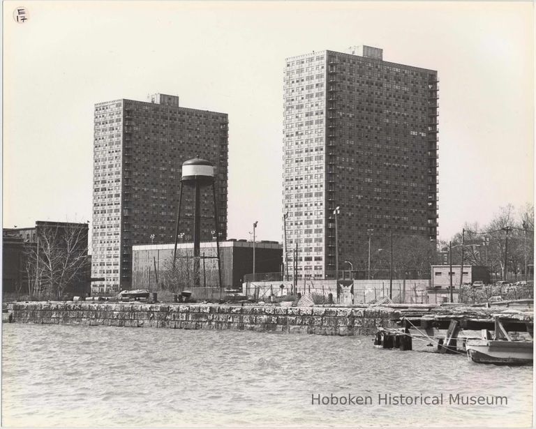 Digital image of B+W photo of the Hoboken waterfront, Hoboken, circa 1987. picture number 1