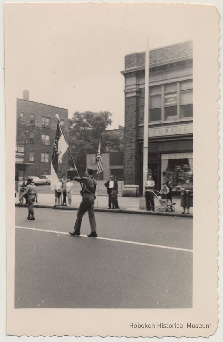 B+W photo of Washington St. parade, 600 block, Hoboken, n.d., ca. late 1950s - early 1960s picture number 1