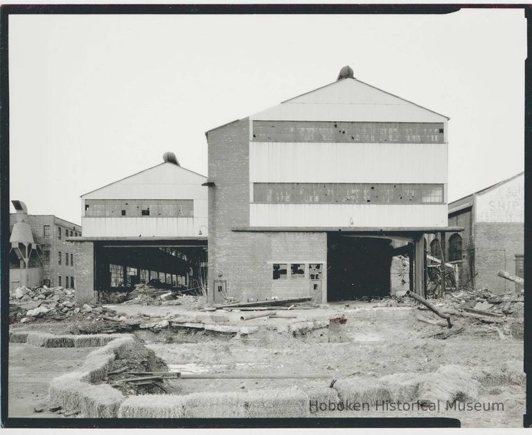 B+W photo of buildings, interiors and exteriors, of the Bethlehem Steel Shipyard, Hoboken Division, no date (ca 1990.) picture number 1