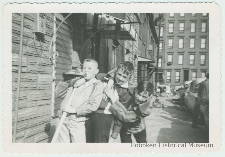 l-r: Tommy Duff, Junior Perry, Ronald Askew playing on Willow Terrace