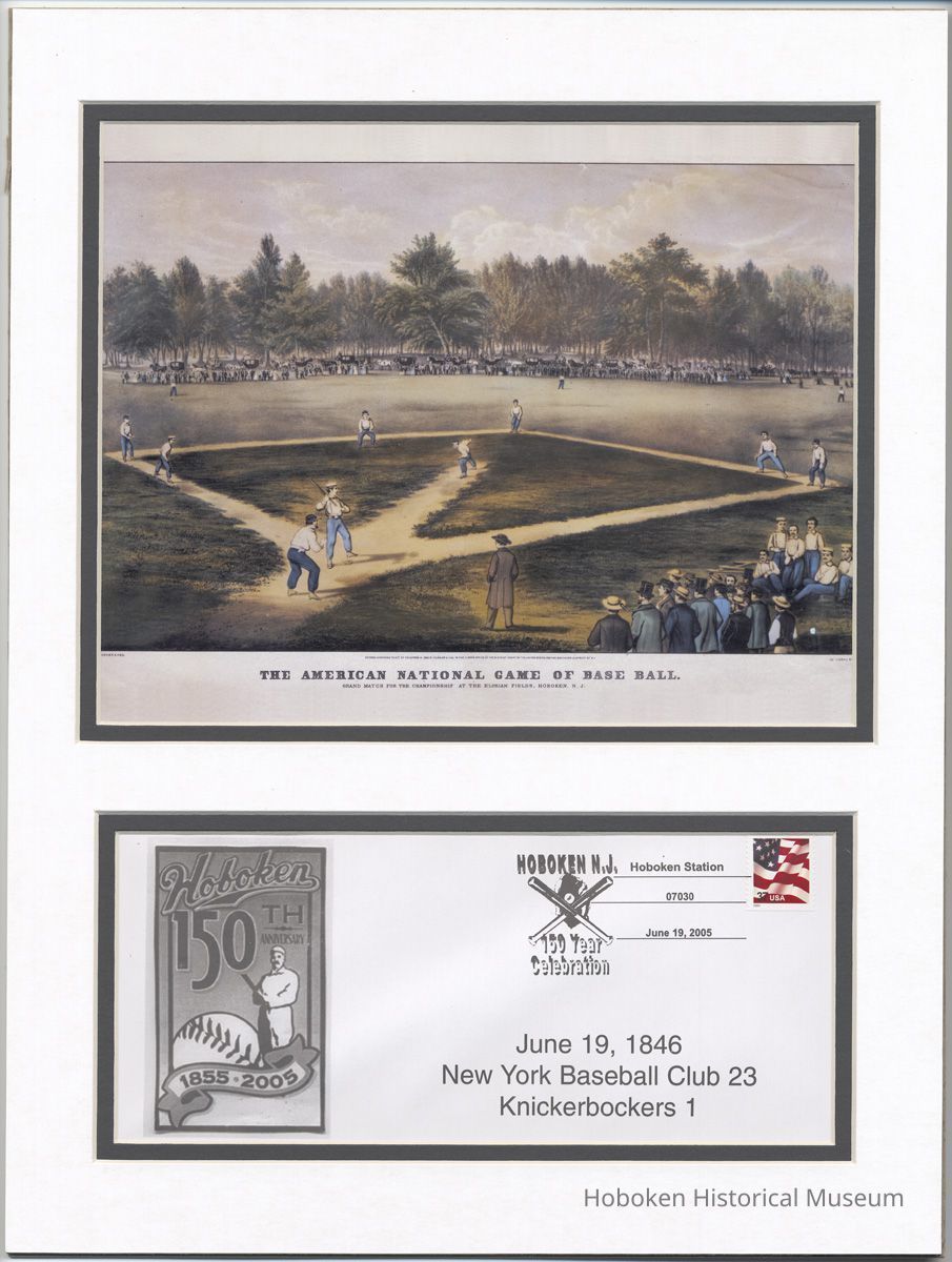 Postal cachet issued by the Hoboken Post Office for the 150 Anniversary of Hoboken and commemorating the 1846 baseball game at Elysian Fields, Hoboken picture number 1