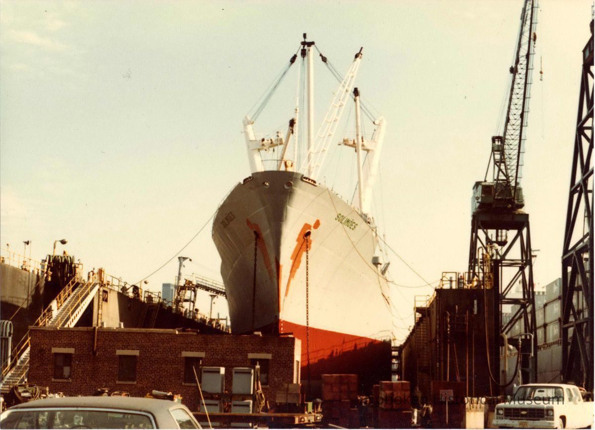 Digital scan of color photo of Bethlehem Steel Hoboken Shipyard, Hoboken, no date, circa 1970-1980. picture number 1