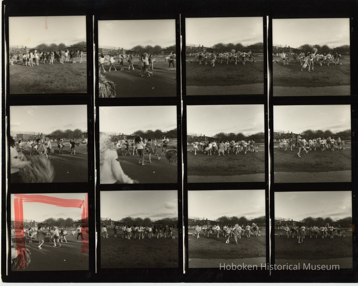 B+W negative contact sheet of images of Hoboken taken by John Conn. no date, [1976]. picture number 1