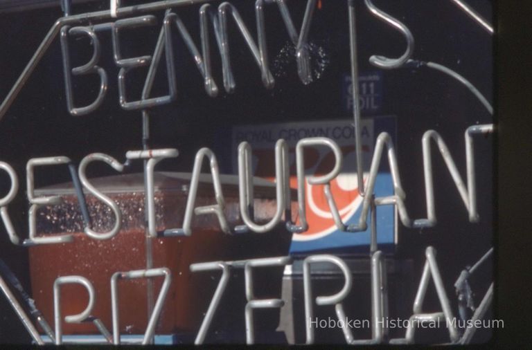 Color slide of a neon sign in the window of Benny Tudino's Retaurant & Pizzeria, 622 Washington St., Hoboken, October, 1984. picture number 1