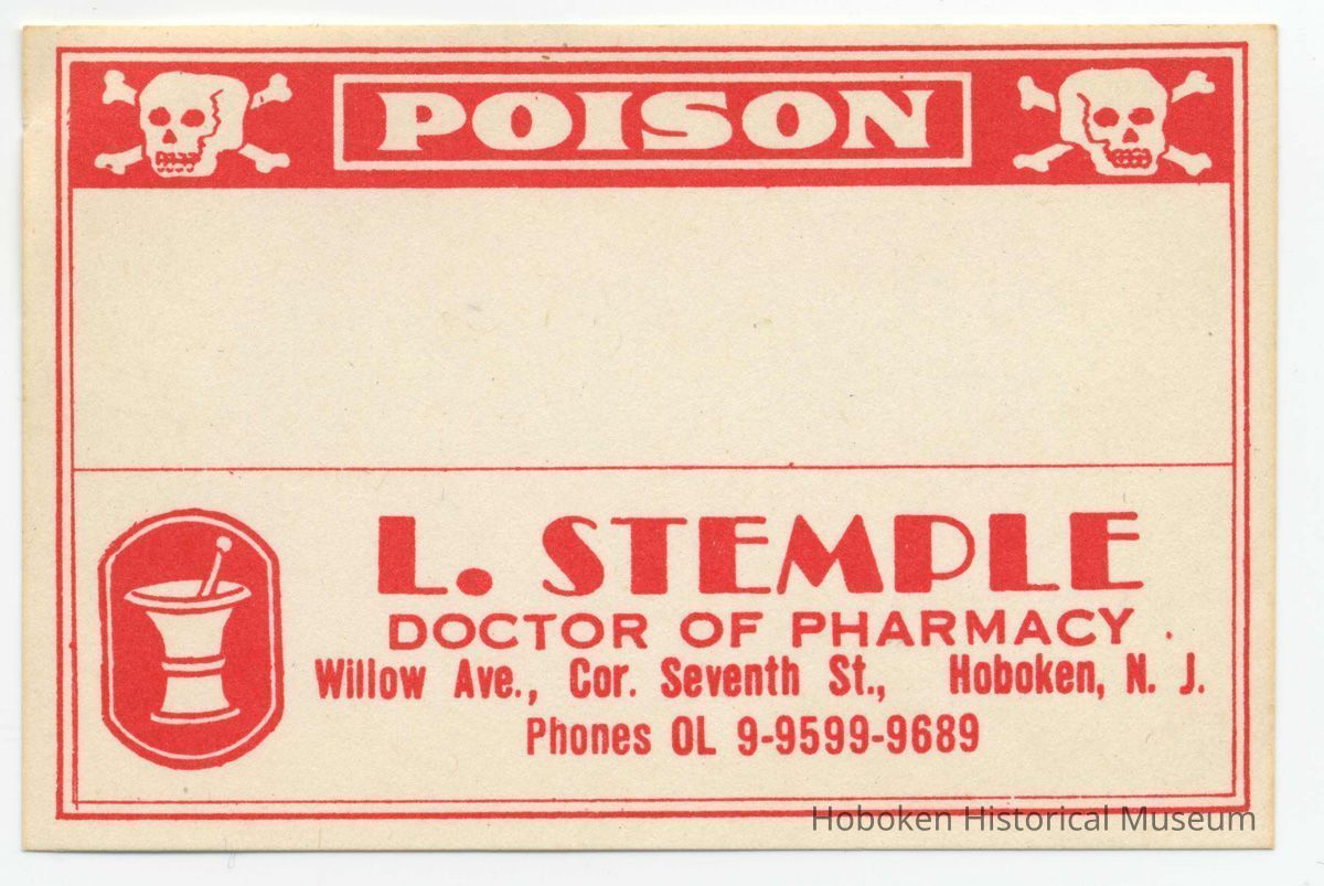 Printed label for prescription container, 