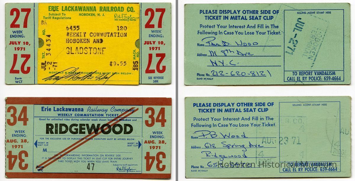 front and back: two 1971 EL weekly commutation tickets