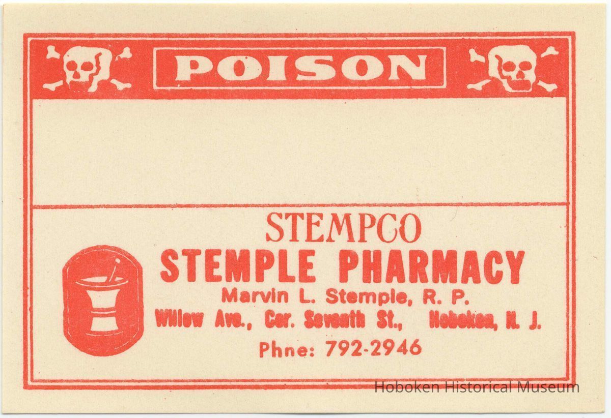 Printed label for prescription container, 