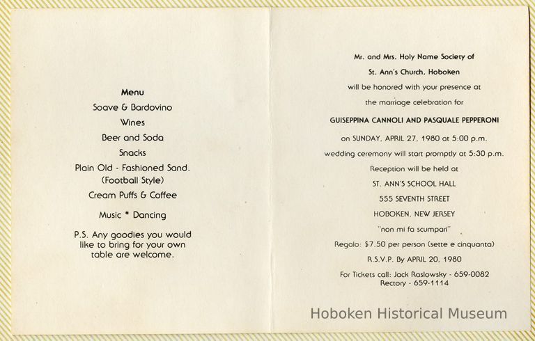 01: Printed invitation and menu