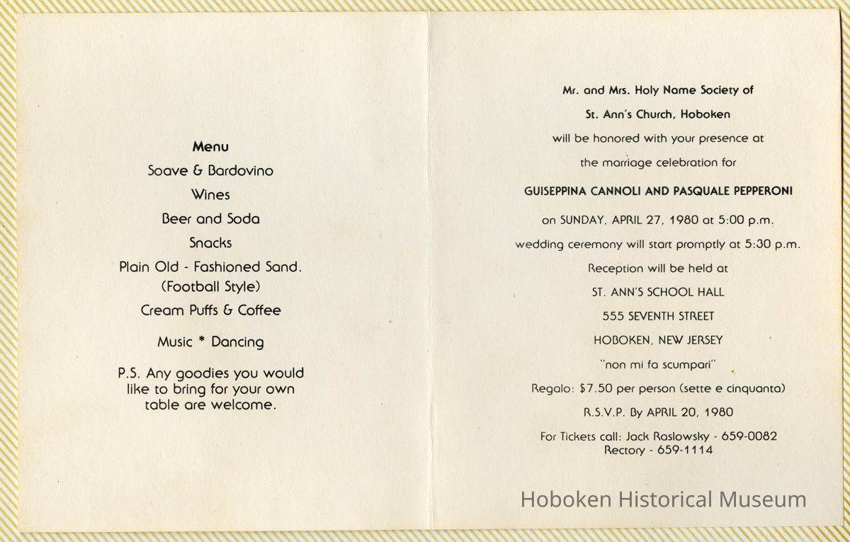 01: Printed invitation and menu