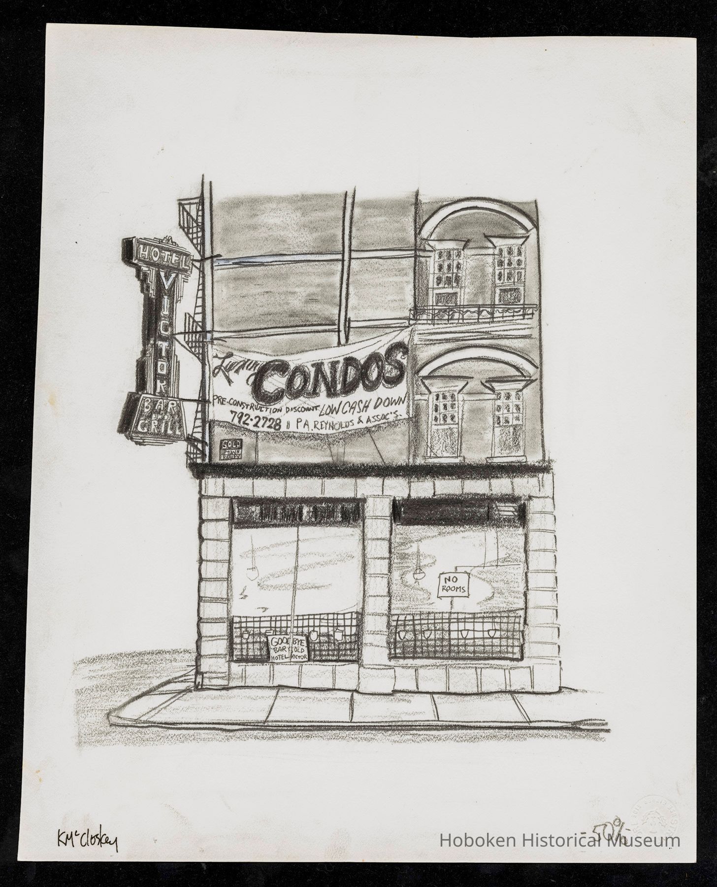 Illustration of 'Victor Condos,' formerly 'Hotel Victor,' by Kevin McCloskey, circa 1986 picture number 1
